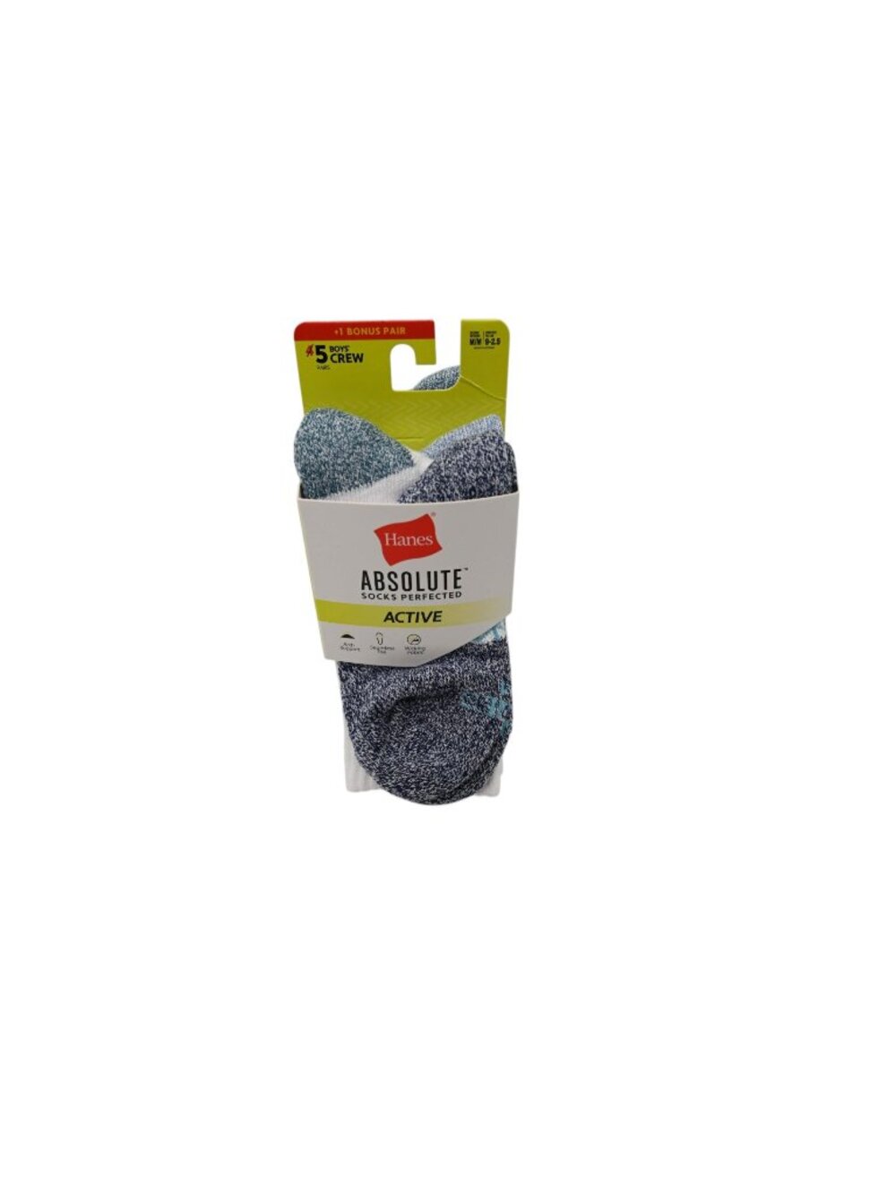NIP Hanes 5 Pack Absolute Perfective Active Crew Socks Sz M 9-2.5 White Athletic